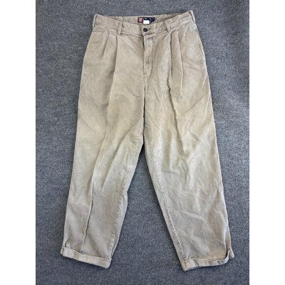 Chaps Ralph Lauren Corduroy Pants Mens 36x30 Khaki Pleated Cuffed Classic Tan - Picture 1 of 8